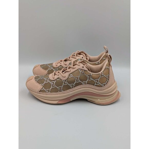 Gucci Tela Retino Mesh Crystal Suede GG Monogram Run Sneakers Light Powder Skin - Picture 3 of 14
